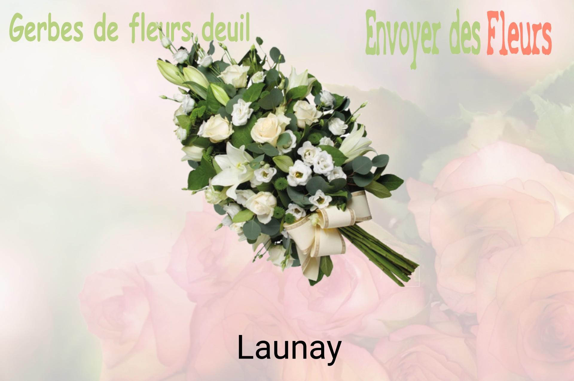 Gerbe de fleurs de deuil livrée à Launay